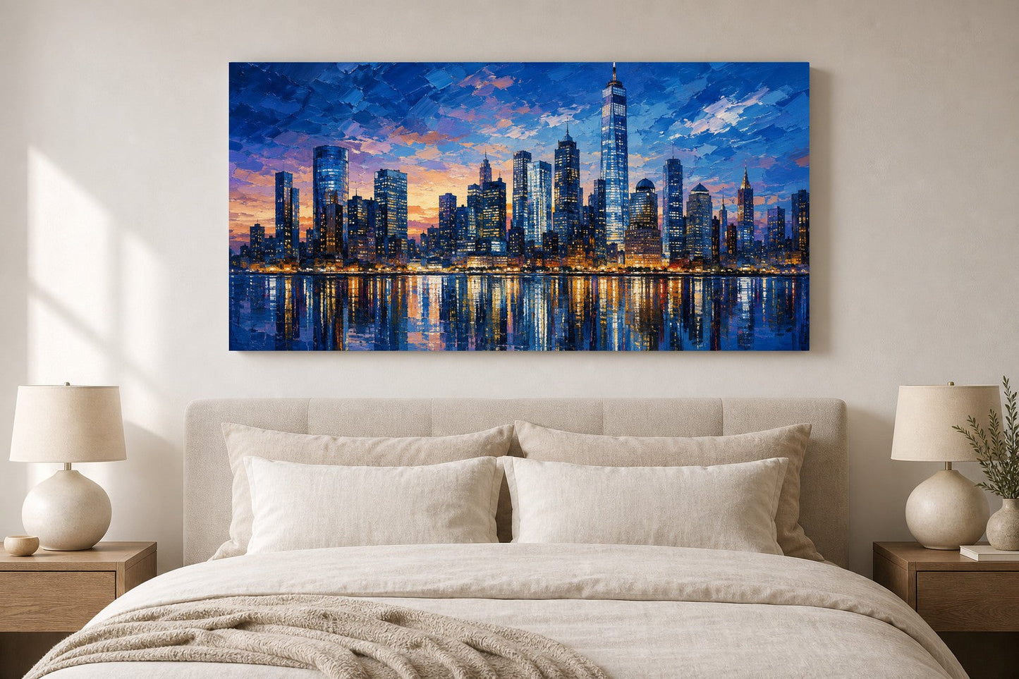 Twilight City Reflections Canvas