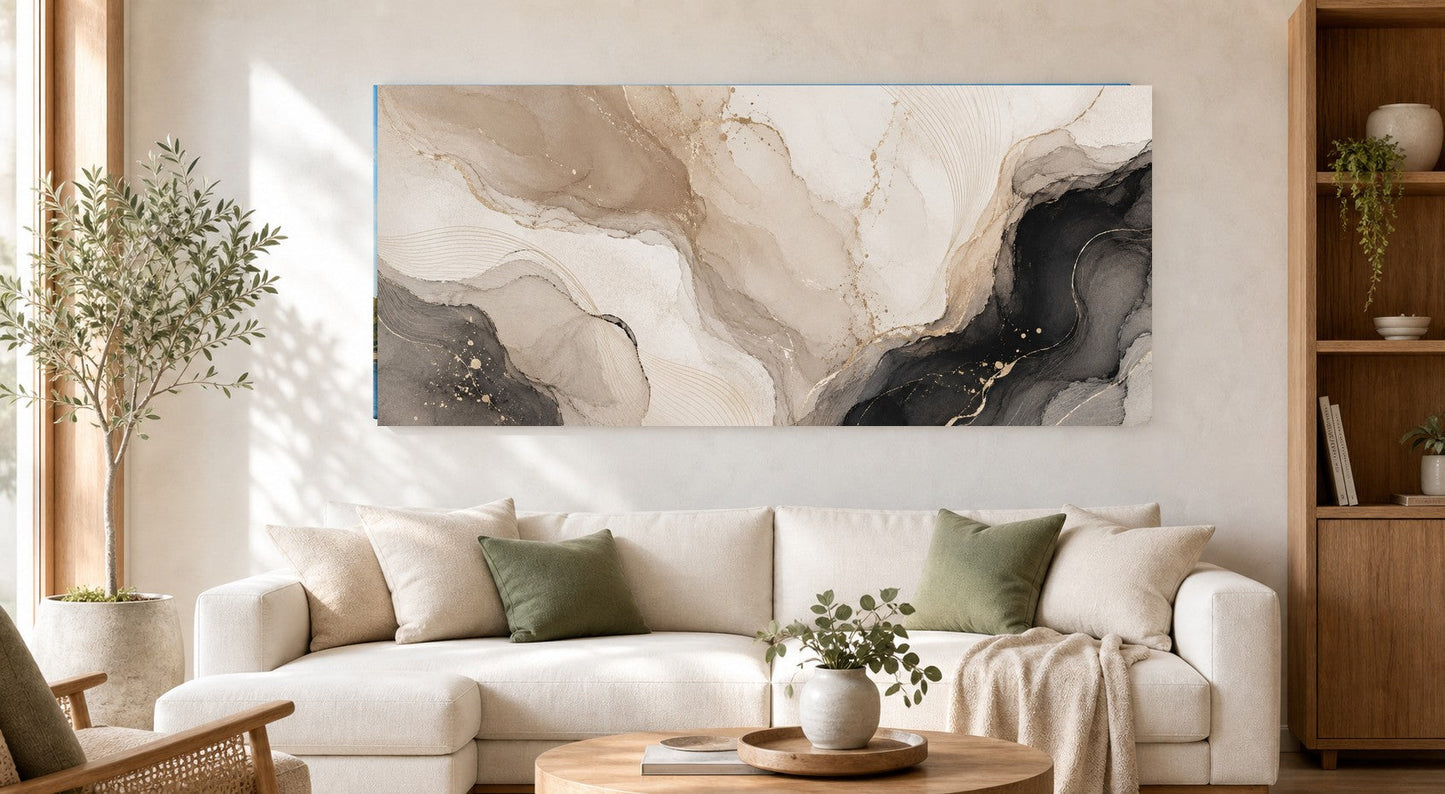 Champagne Marble Gold Abstract Canvas