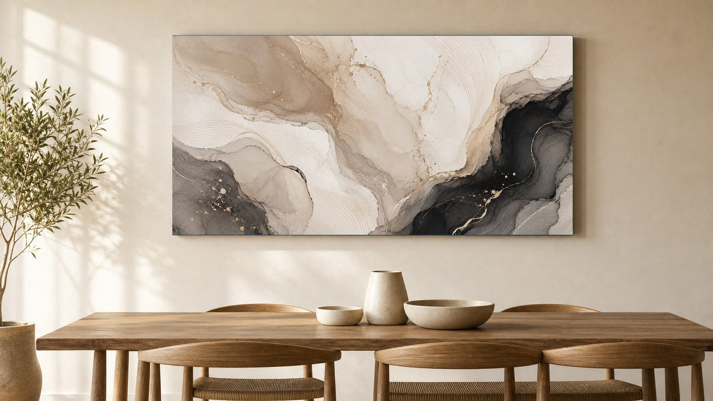 Champagne Marble Gold Abstract Canvas