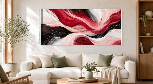 Crimson Blush Fluid Abstract Canvas