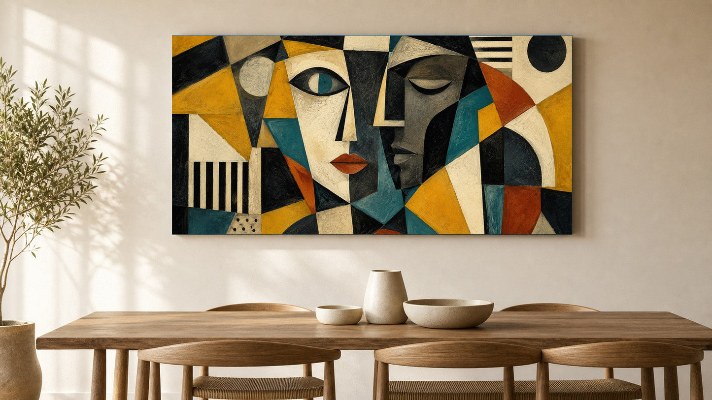 Cubist Dialogue in Ochre