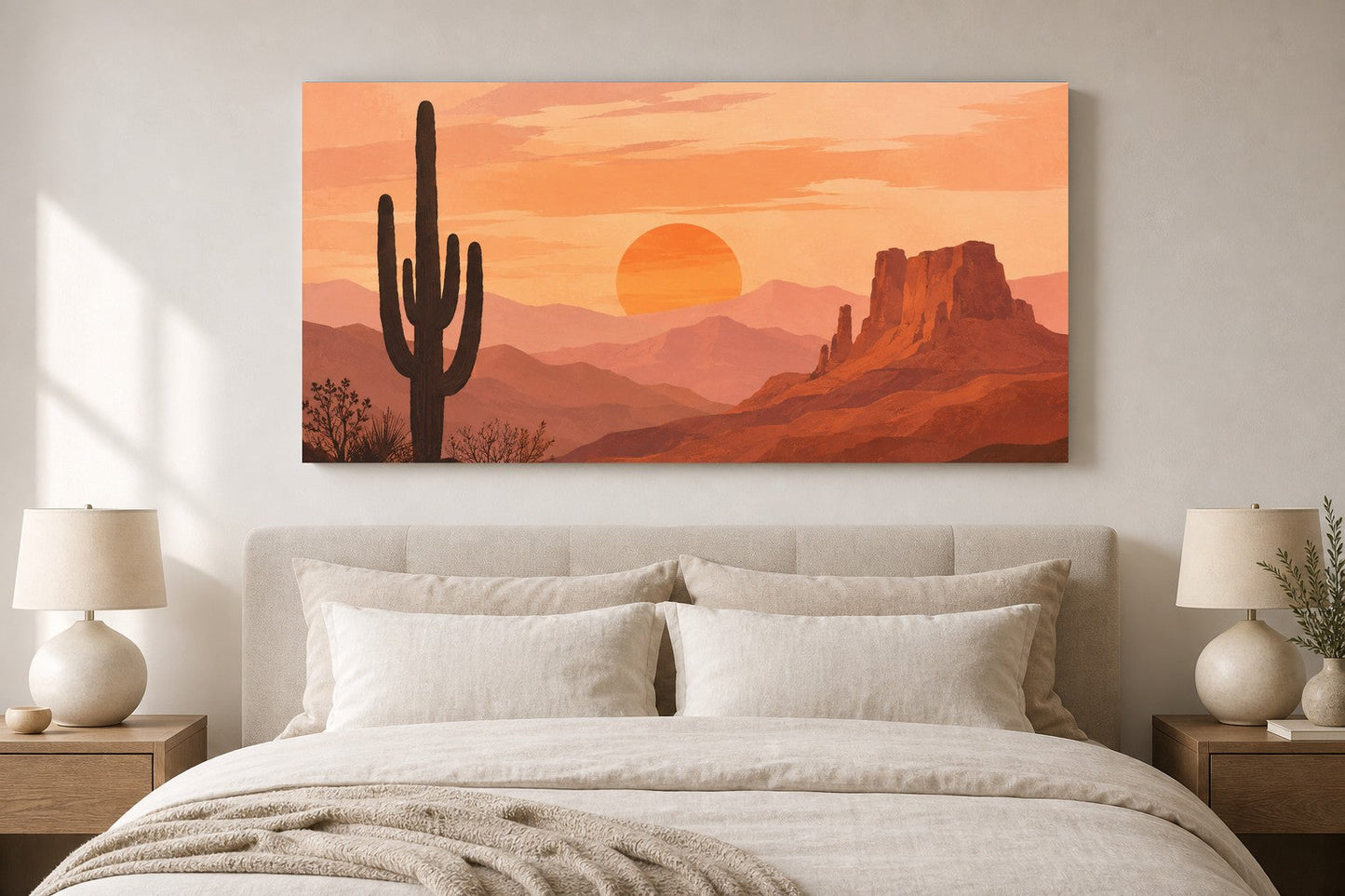 Desert Sunset Illustration Canvas