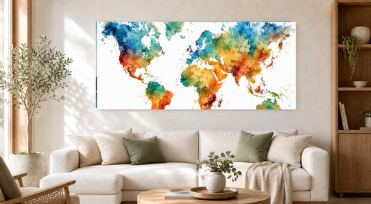 Watercolor World Map Canvas