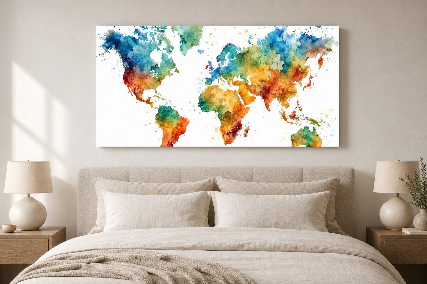 Watercolor World Map Canvas
