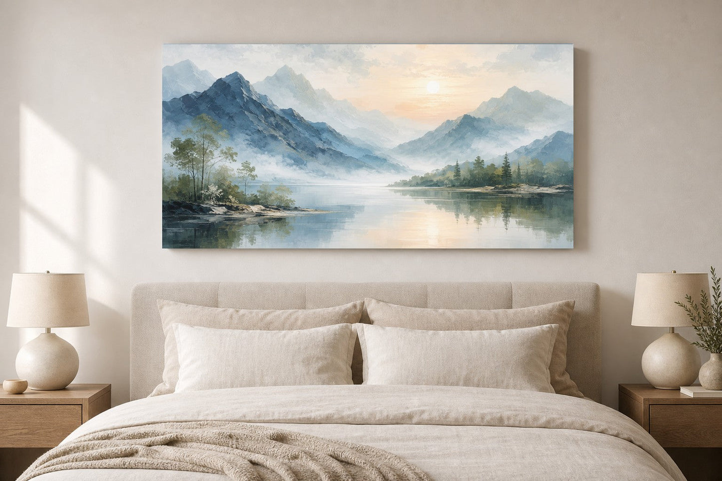 Serene Alpine Sunrise Lake Canvas