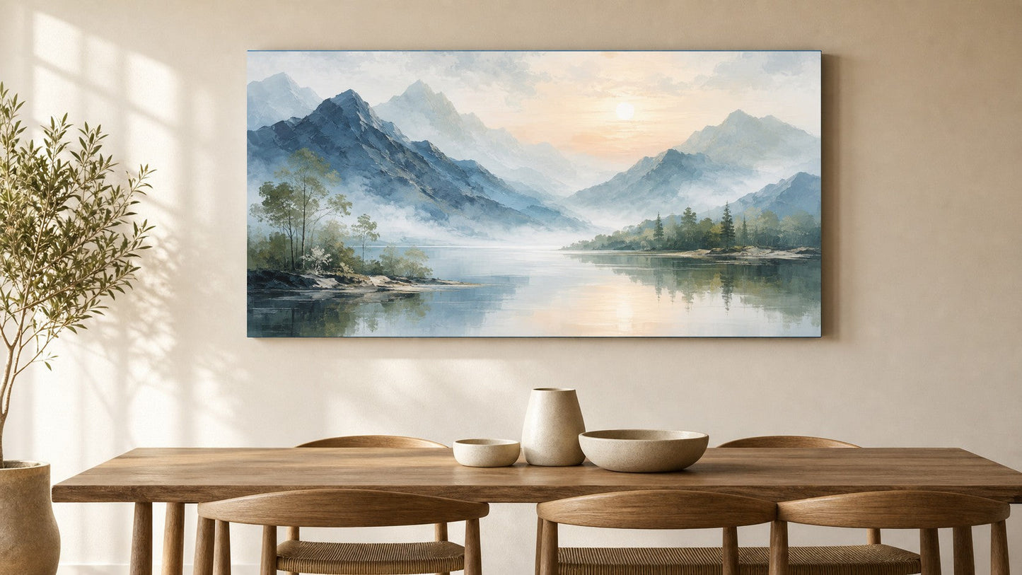 Serene Alpine Sunrise Lake Canvas