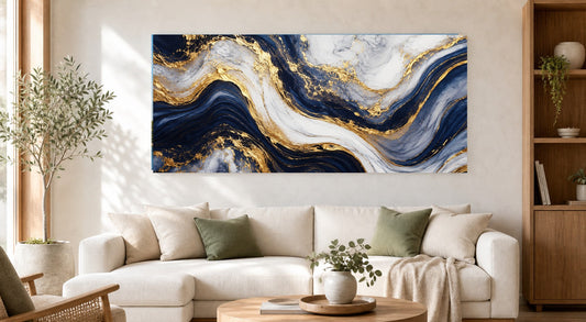 Midnight Wave Gold Abstract Canvas