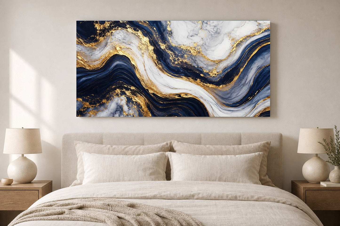 Midnight Wave Gold Abstract Canvas