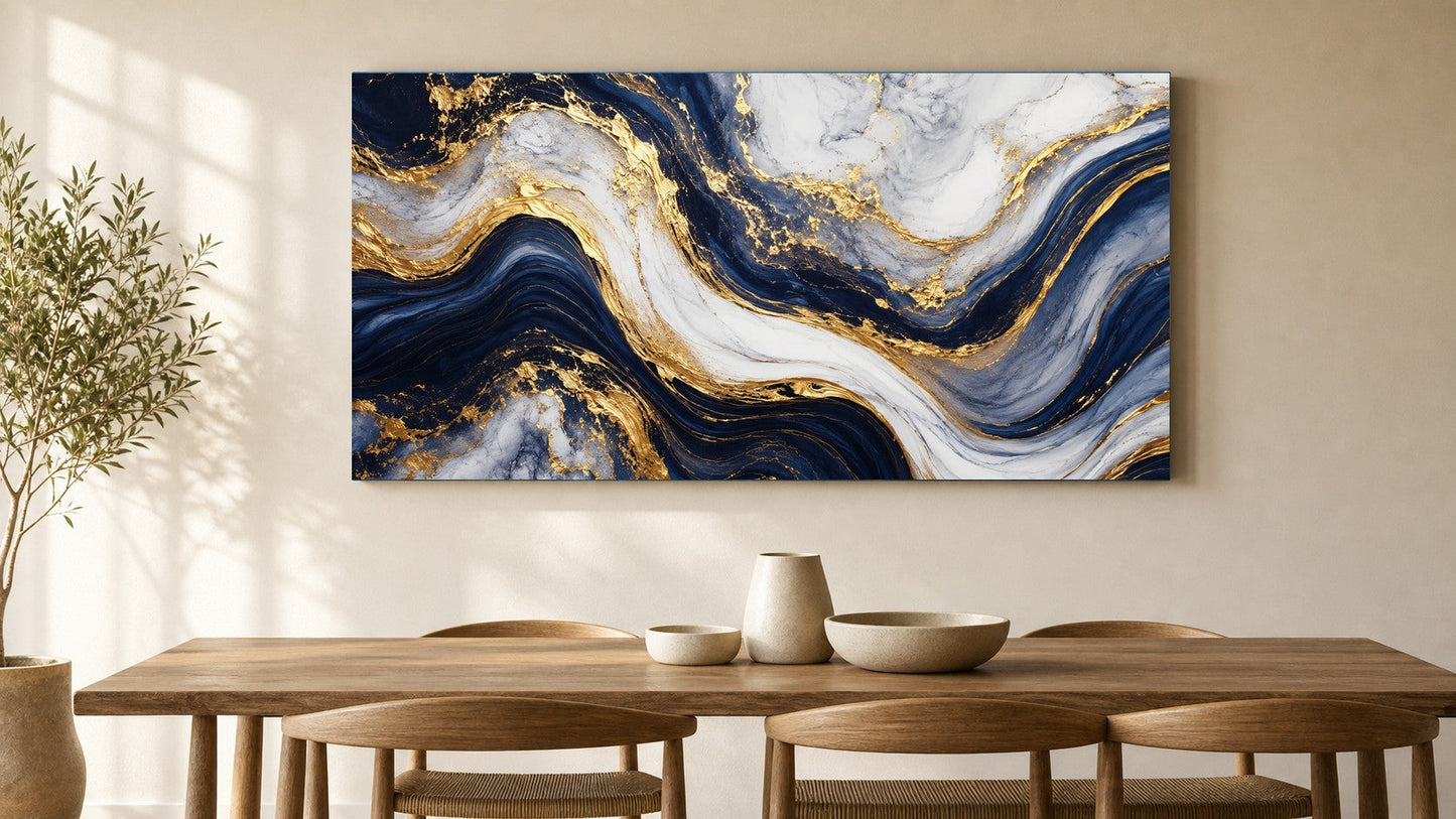 Midnight Wave Gold Abstract Canvas