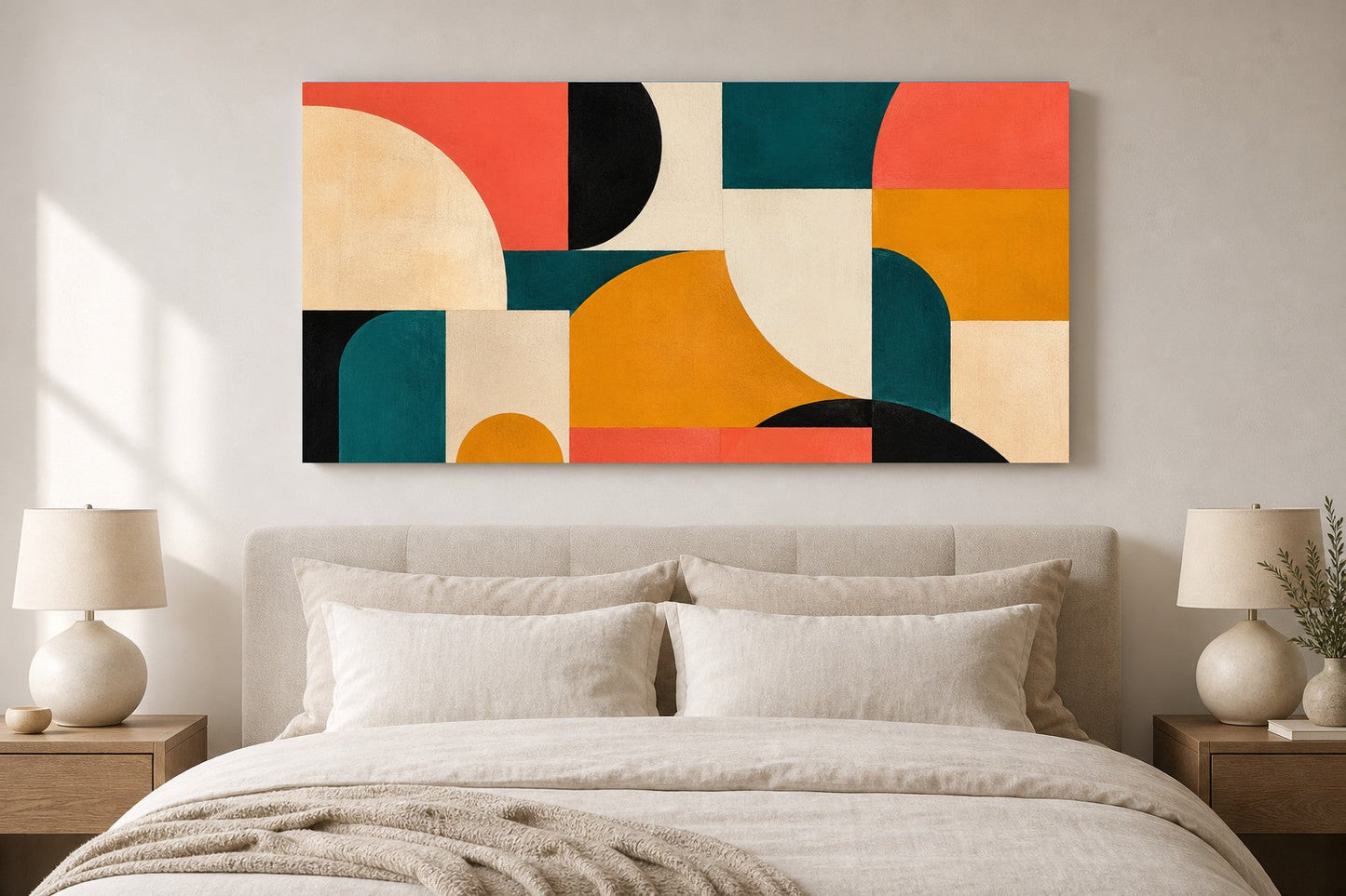 Bold Geometric Composition in Mid-Century Style