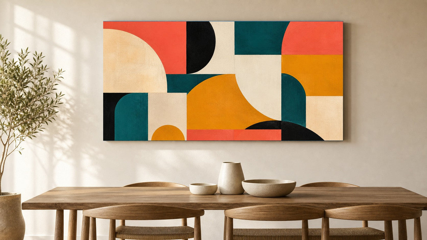 Bold Geometric Composition in Mid-Century Style