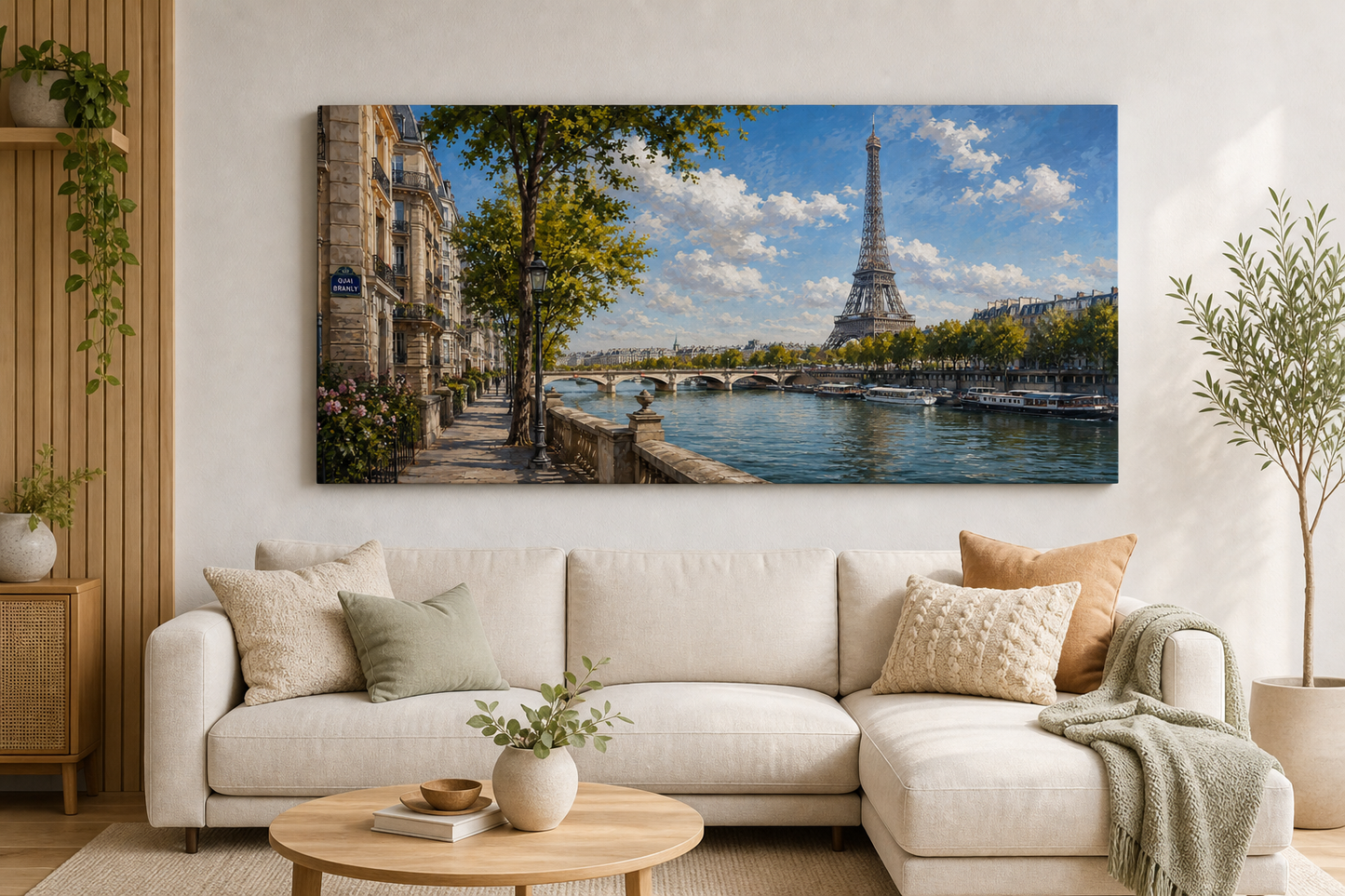 Paris Riverside Eiffel Tower Canvas