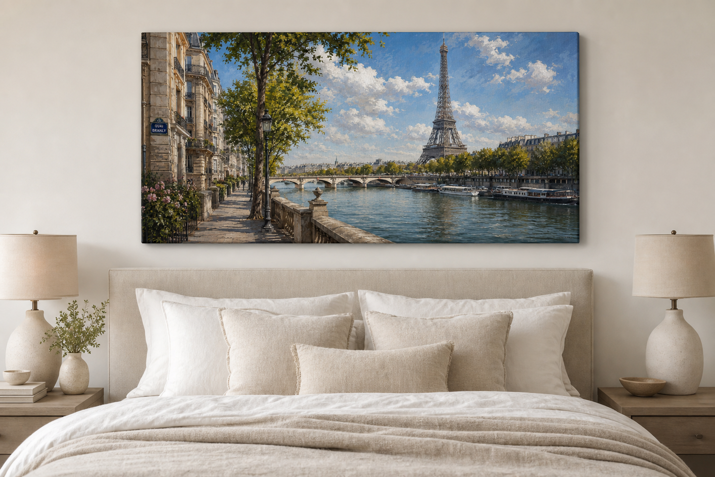 Paris Riverside Eiffel Tower Canvas