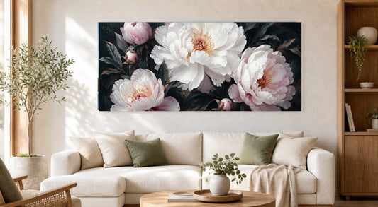 Midnight Peony Floral Canvas