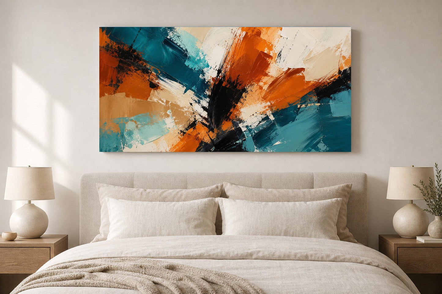 Teal Orange Impact Abstract Canvas