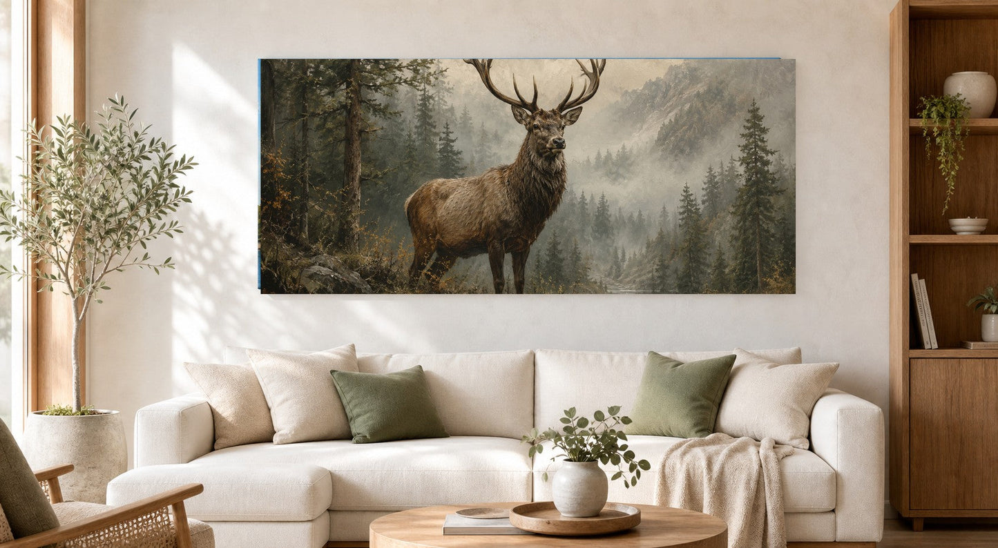 Misty Stag Woodland Canvas