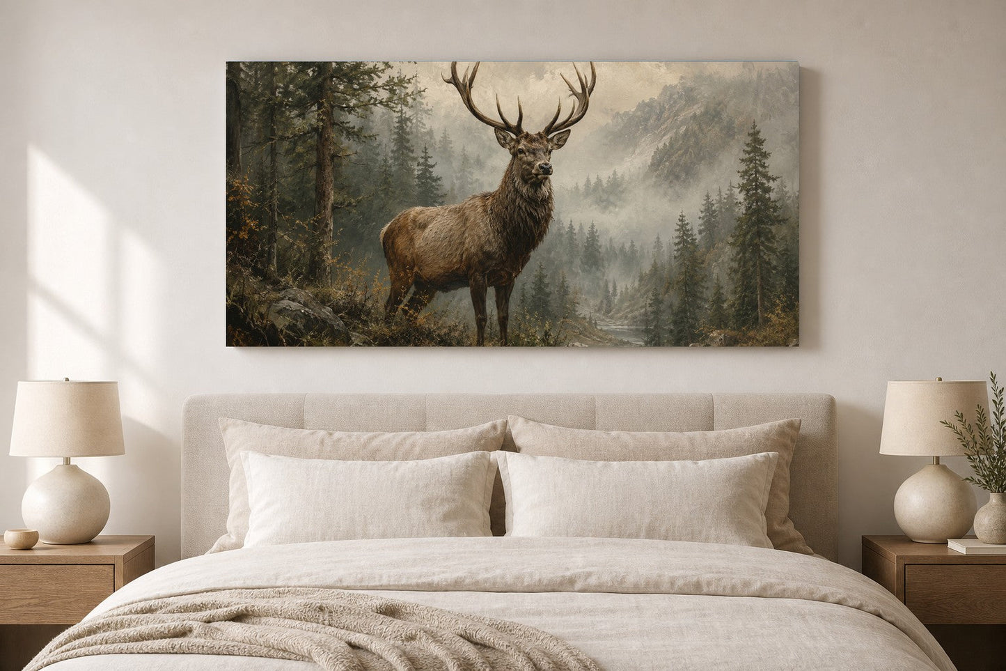 Misty Stag Woodland Canvas