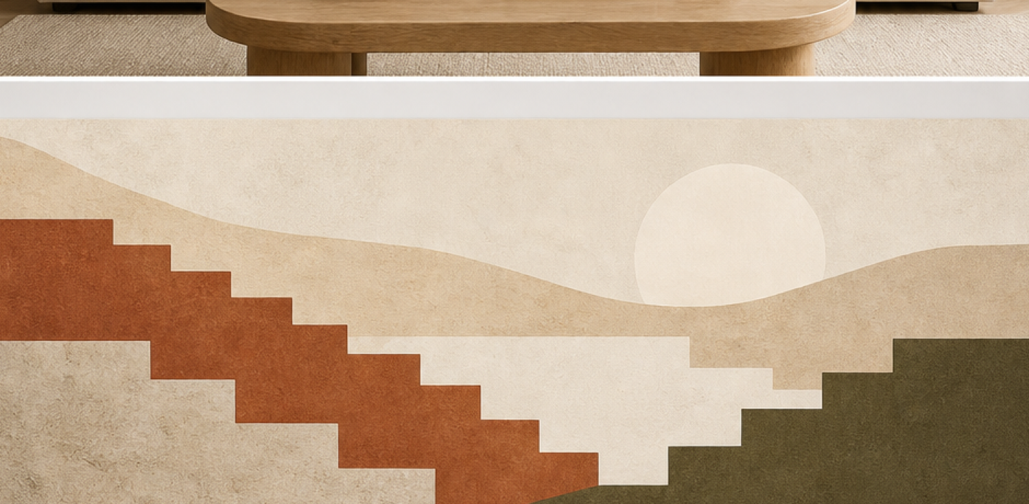 Quiet Ascent Geometric Stretched Canvas minimalist artwork – full landscape design