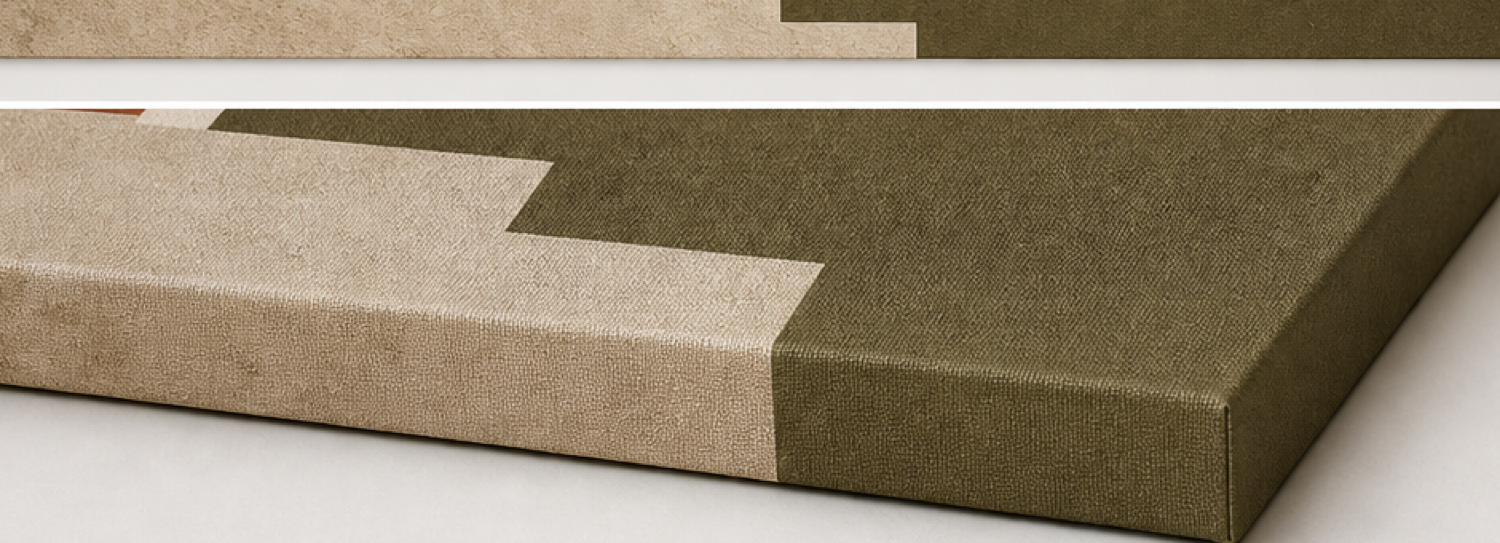 Quiet Ascent Geometric Stretched Canvas printed canvas texture and wrapped edge detail