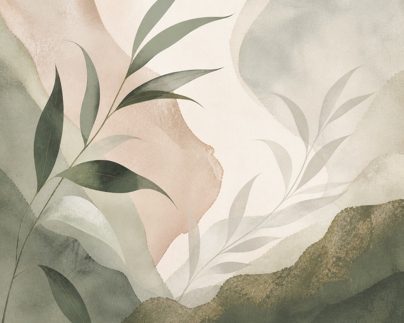 Quiet Eucalyptus green botanical wall art, landscape orientation