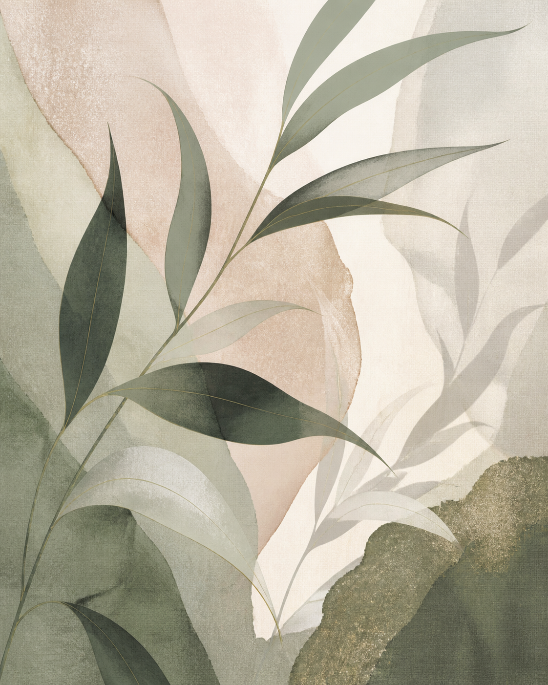 Quiet Eucalyptus green botanical wall art, portrait orientation