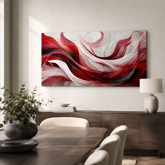 Crimson Bloom - Abstract Swirl Canvas Wall Art