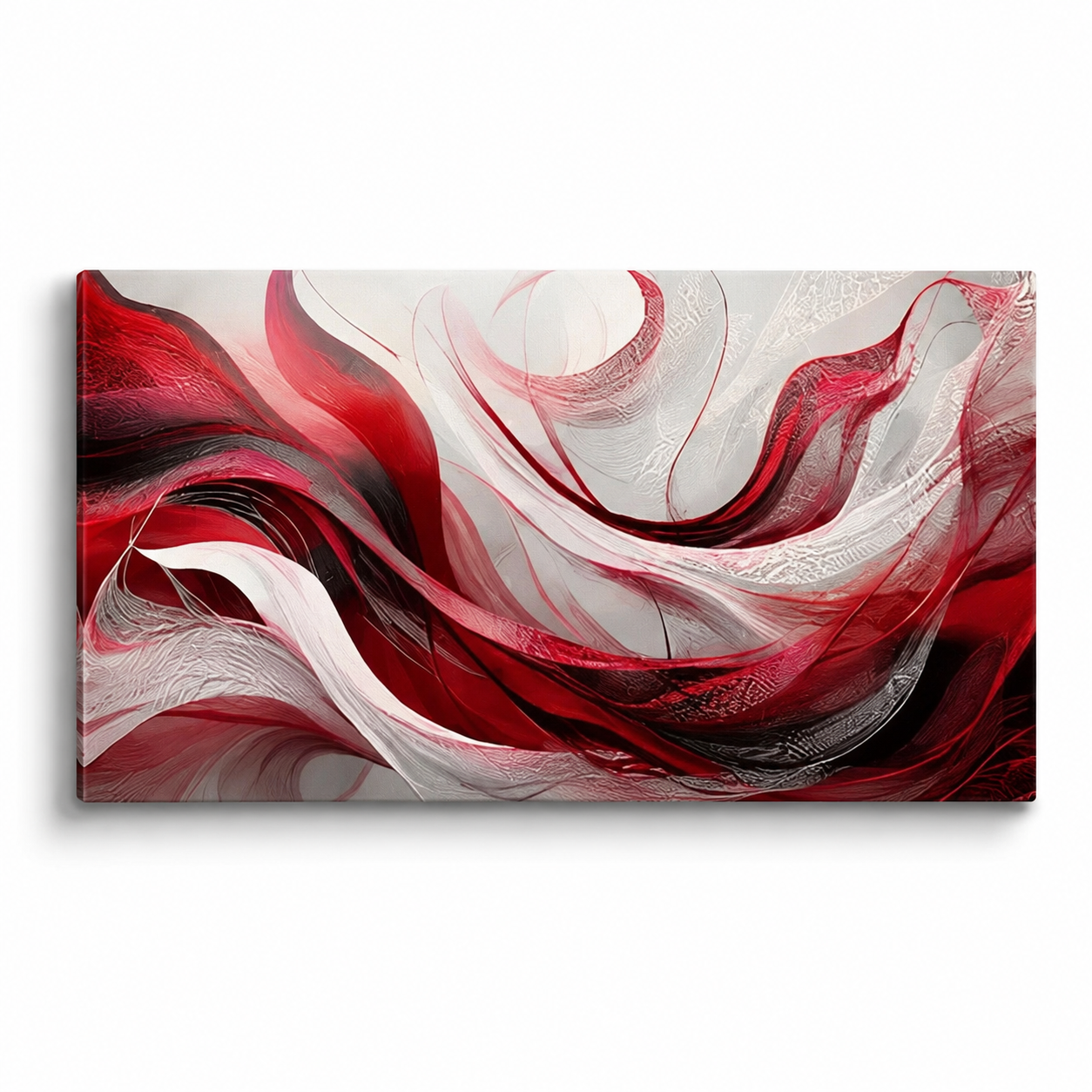 Crimson Bloom - Abstract Swirl Canvas Wall Art