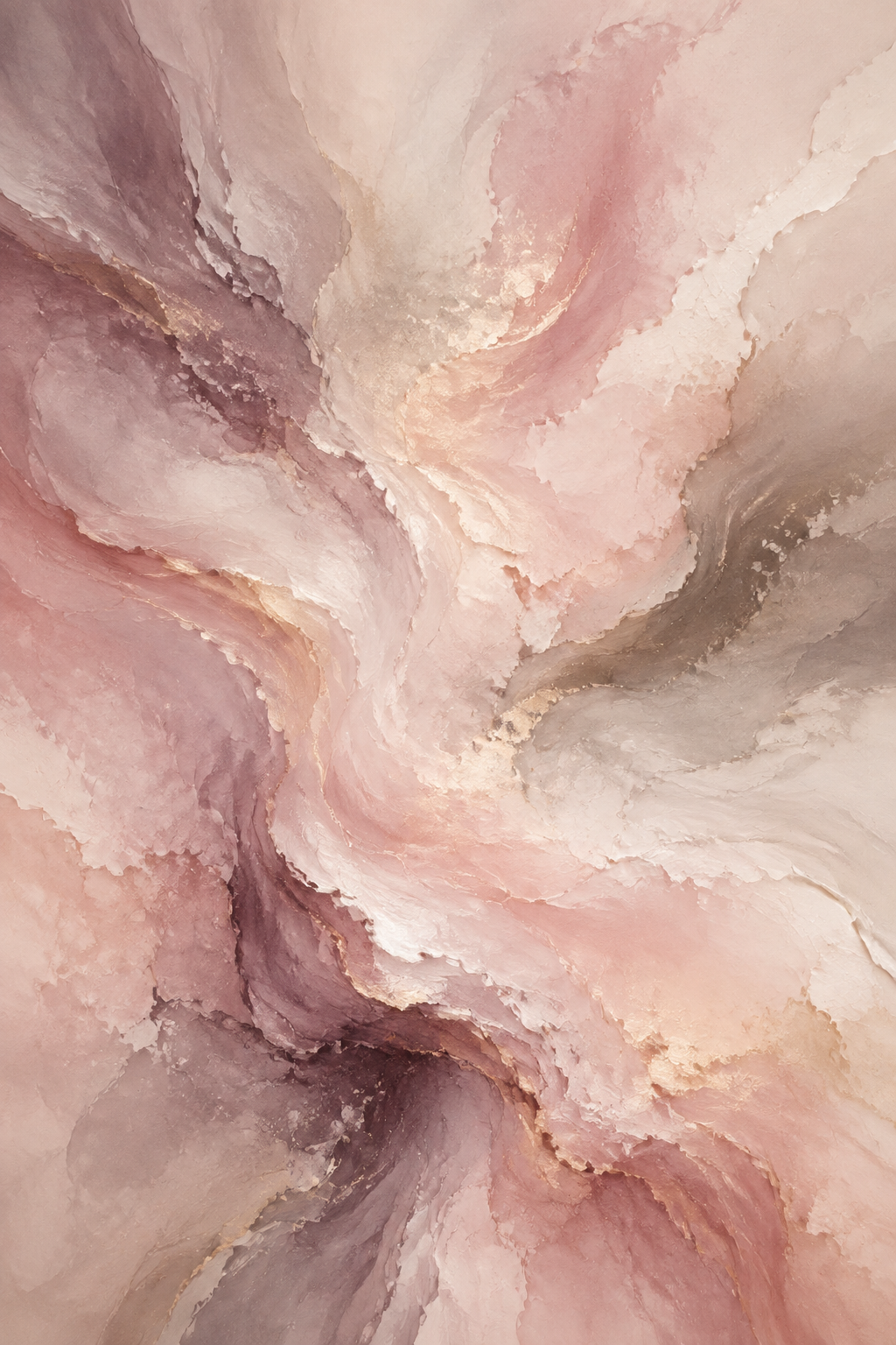Rose Quartz Current original blush, mauve and ivory abstract canvas artwork