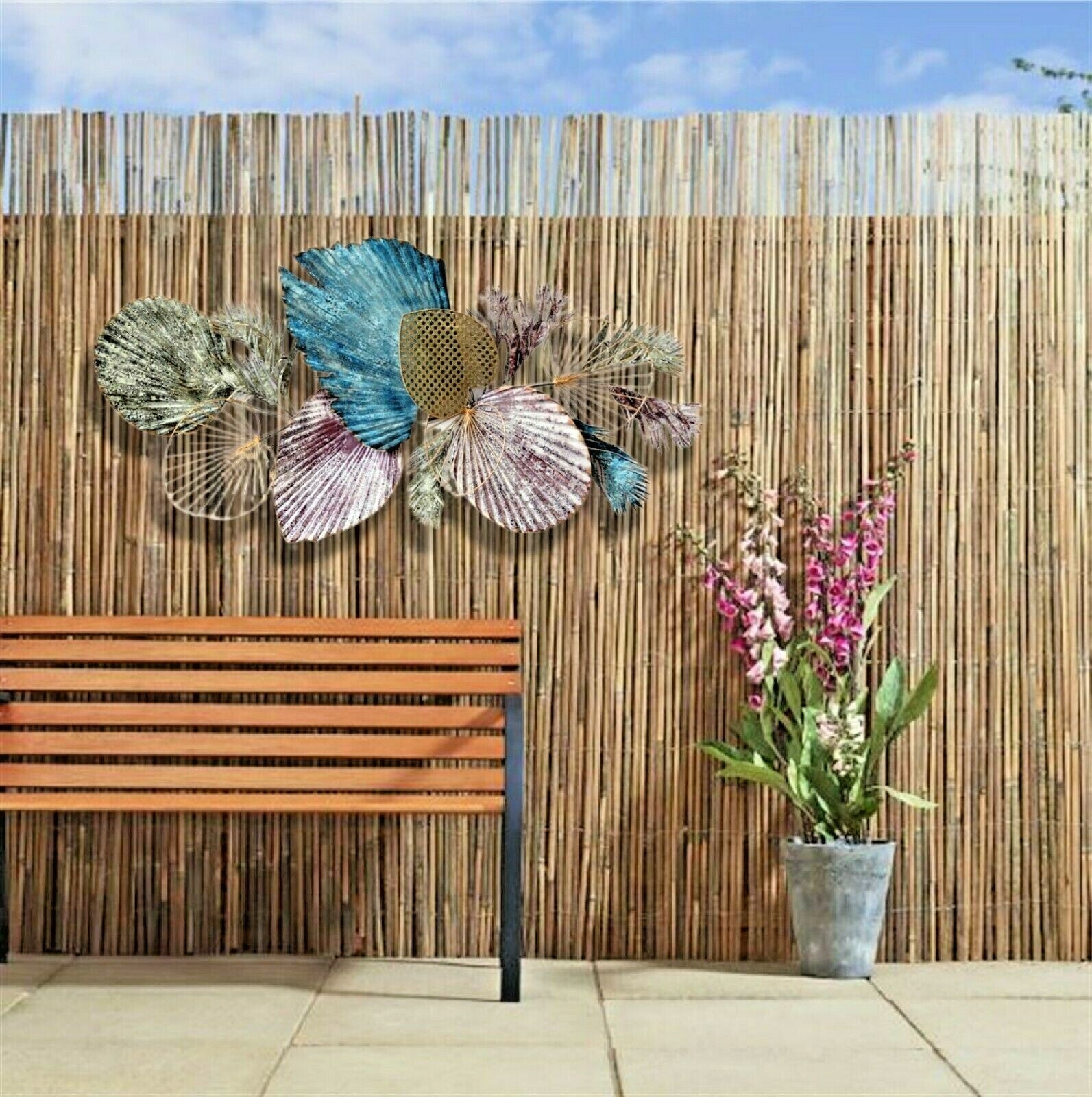 135cm Metal Wall Art Garden Leaves - Angle 3
