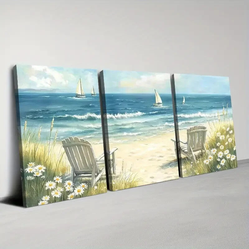 3-Piece Abstract Ocean Waves Set