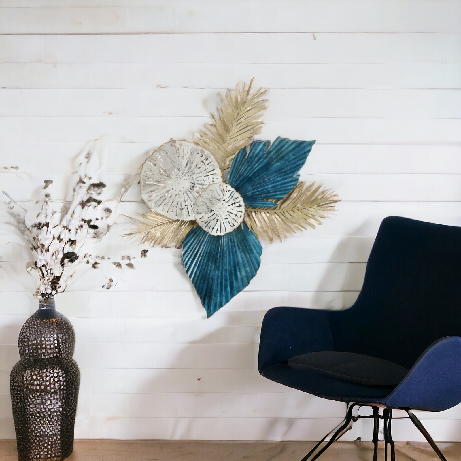 Metal Wall Art with Mirror - Angle 3