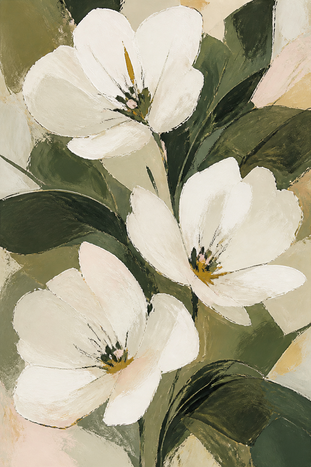 Sculptural Bloom white flower canvas wall art, portrait orientation