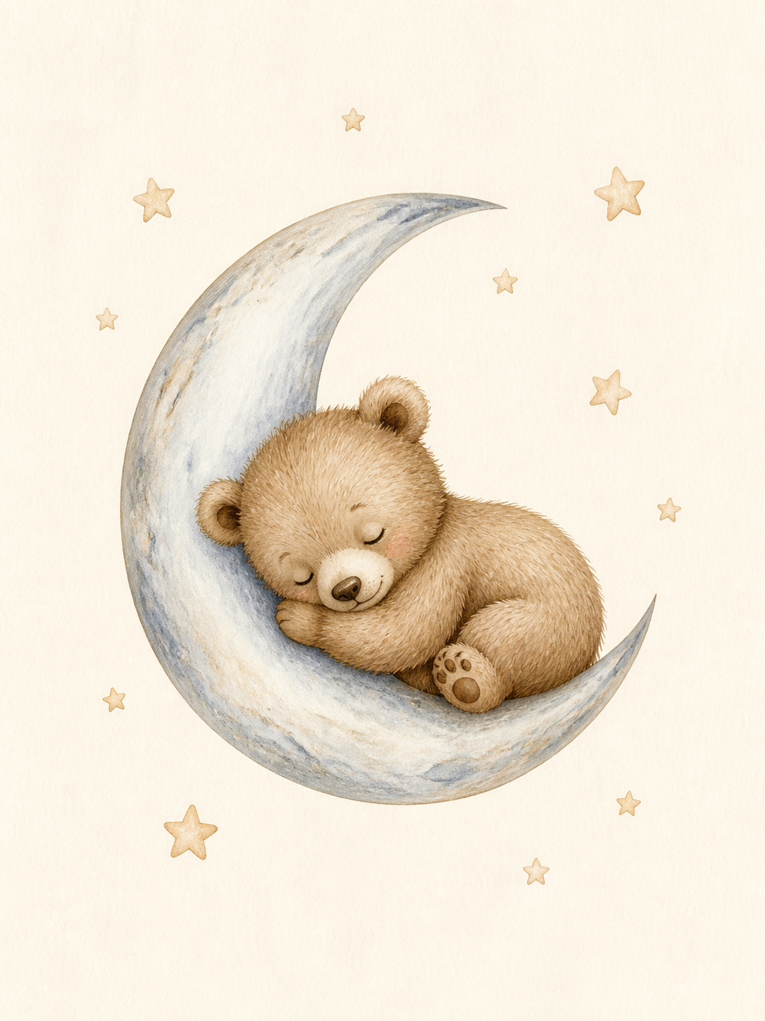 Sleepy Bear Nursery Stretched Canvas Wall Art – printed artwork featured image