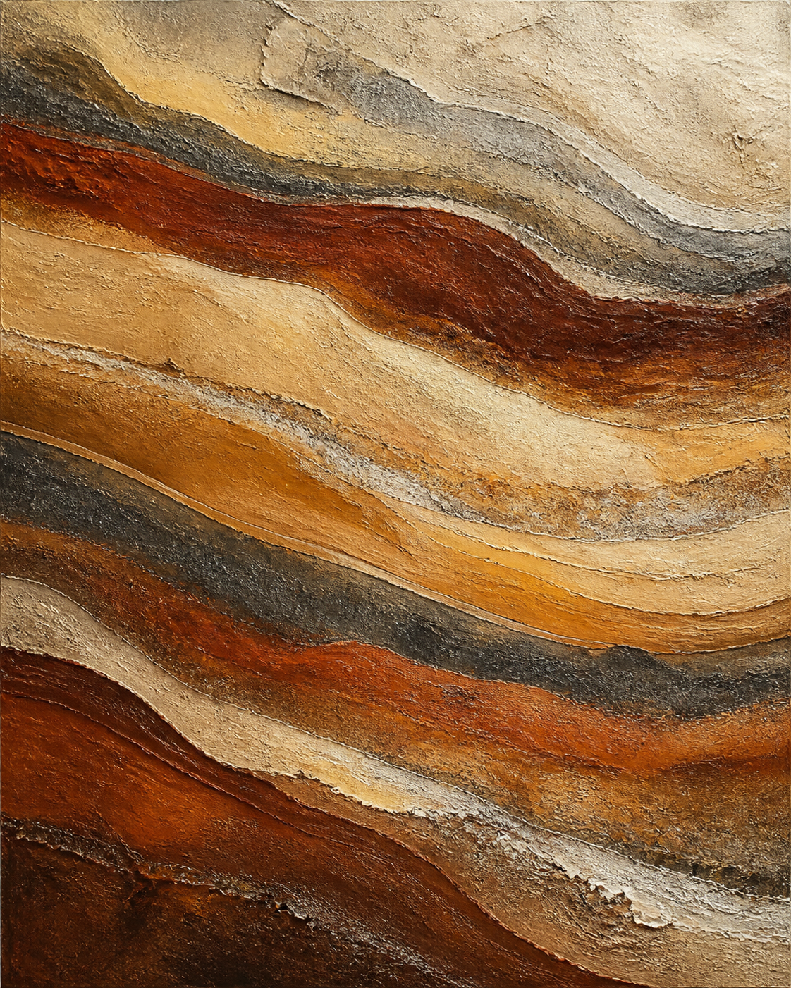 Terra Strata earth tone abstract wall art, portrait orientation