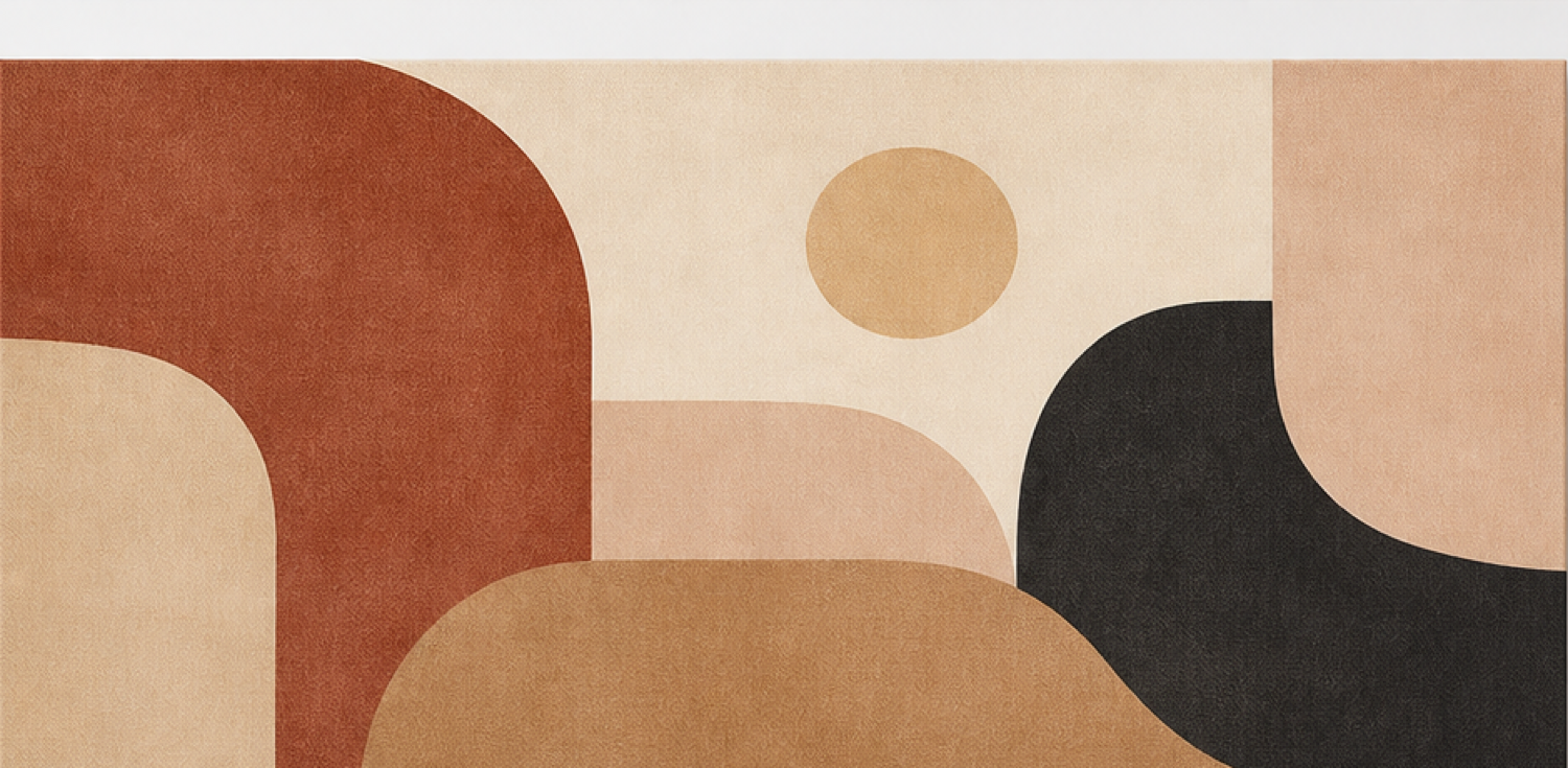 Terracotta Rhythm Abstract Stretched Canvas minimalist artwork – full landscape design