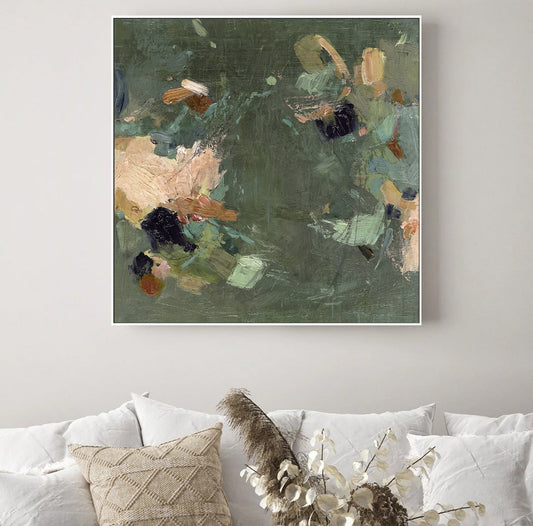 Sage Green Organic Abstract Canvas Wall Art