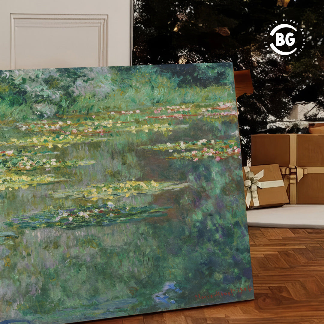 Monet Water Lilies Square Canvas Wall Art – product view 3
