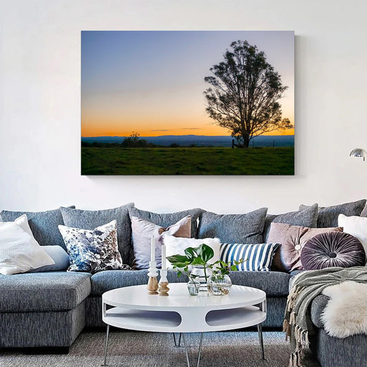 Solitary Tree at Sunset Coastal Canvas Wall Art