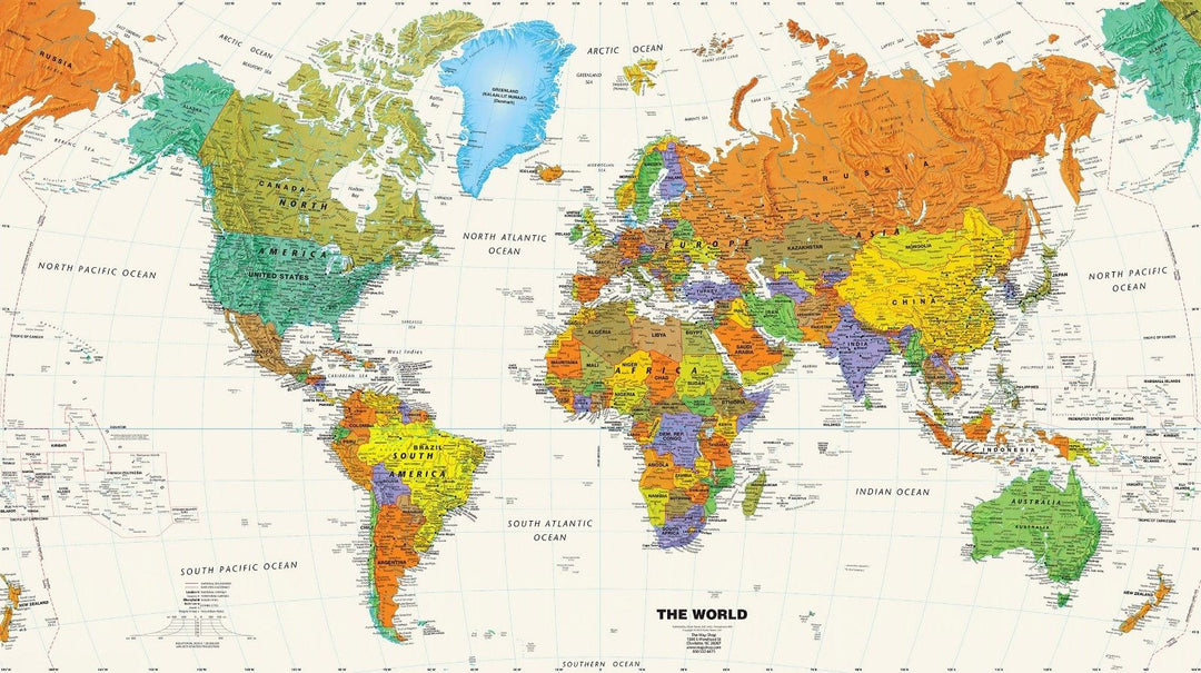 Vintage Political World Map Unframed Wall Print