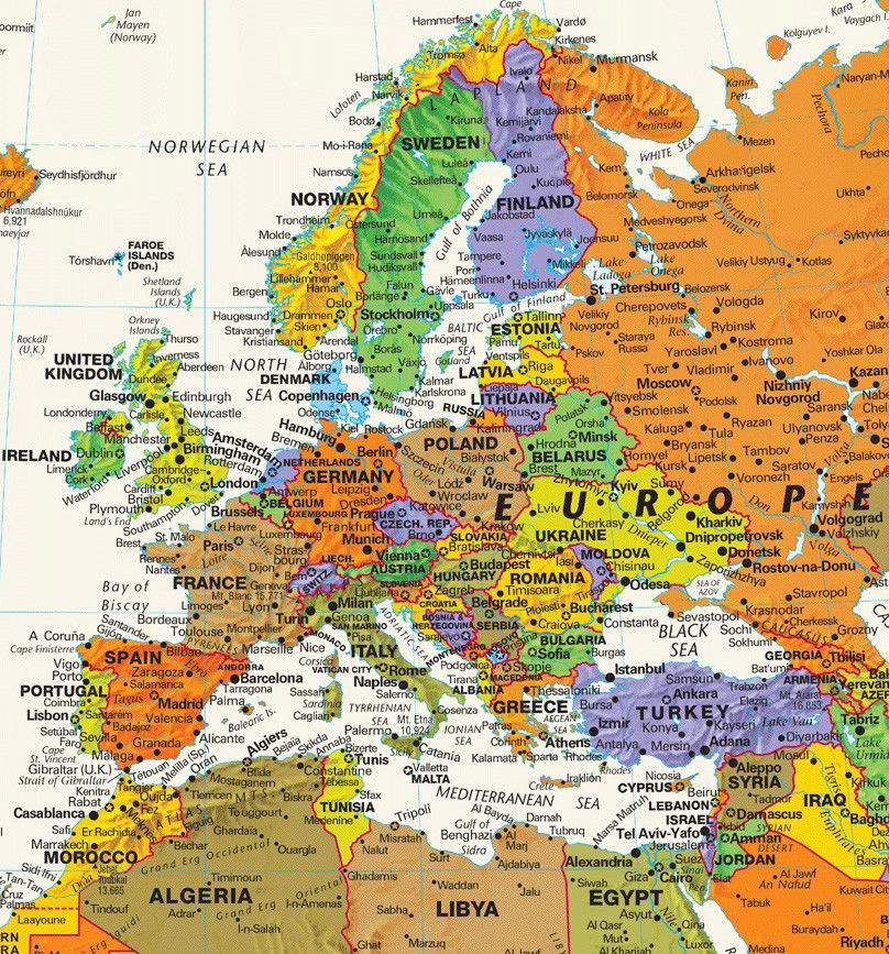 Vintage Political World Map Unframed Wall Print – product view 3