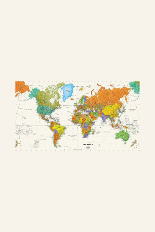 Vintage political world map unframed wall print