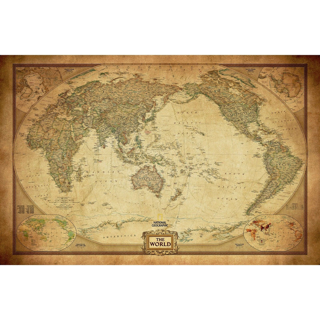 Vintage Australia-Centred World Map Unframed Print