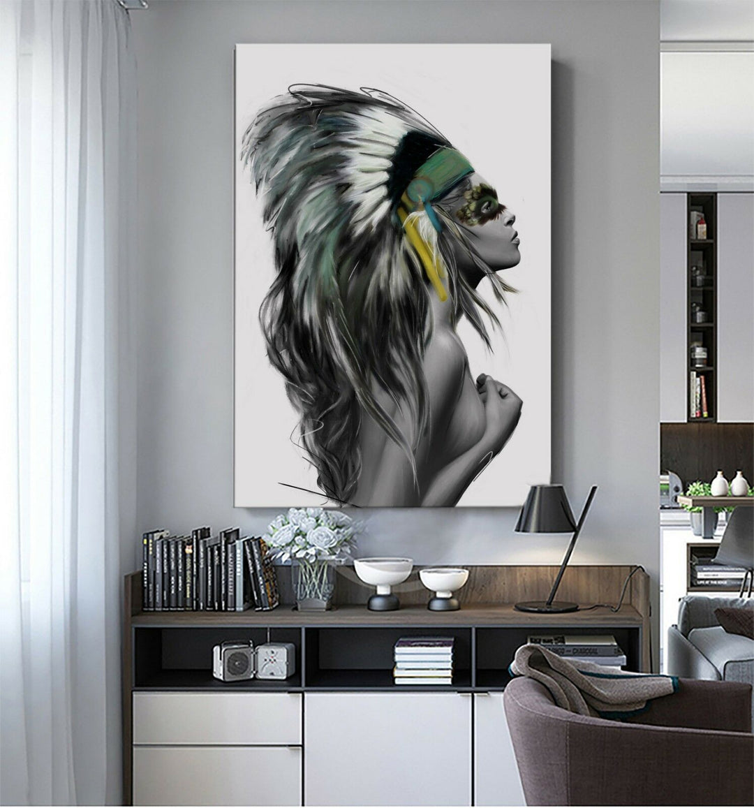 Native American Woman Portrait Canvas Wall Art