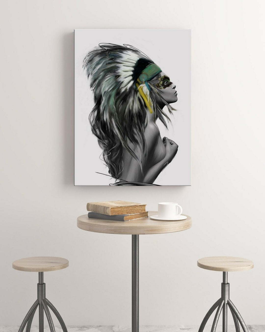 Native American Woman Portrait Canvas Wall Art – product view 2