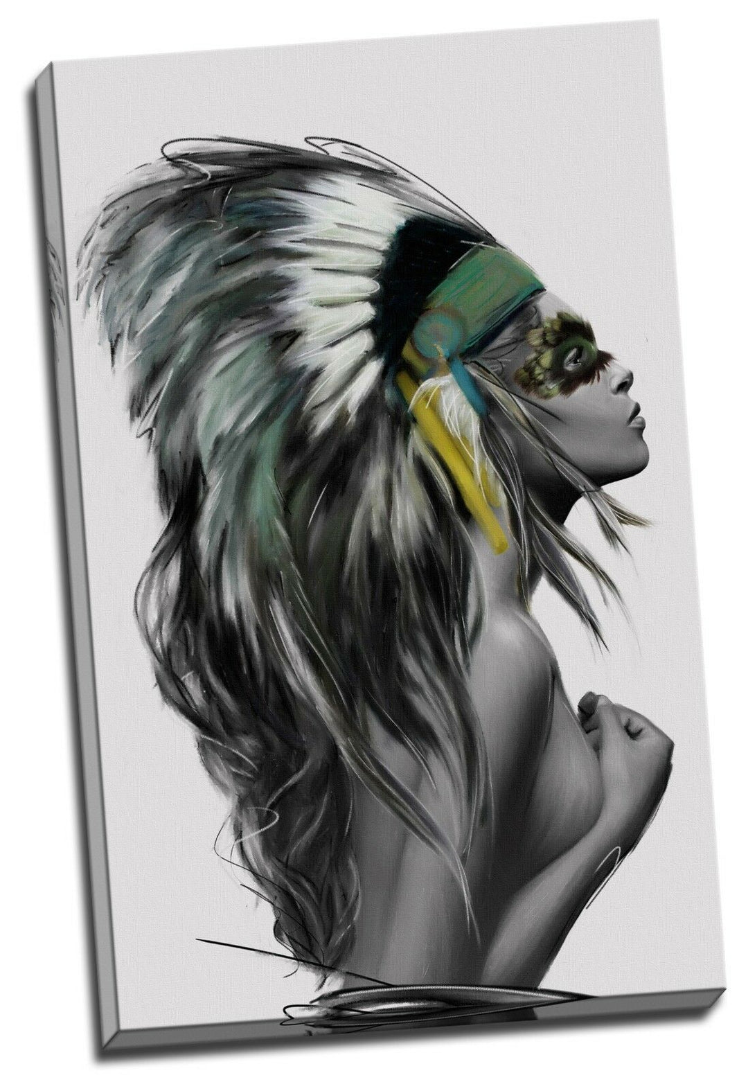 Native American Woman Portrait Canvas Wall Art – product view 4