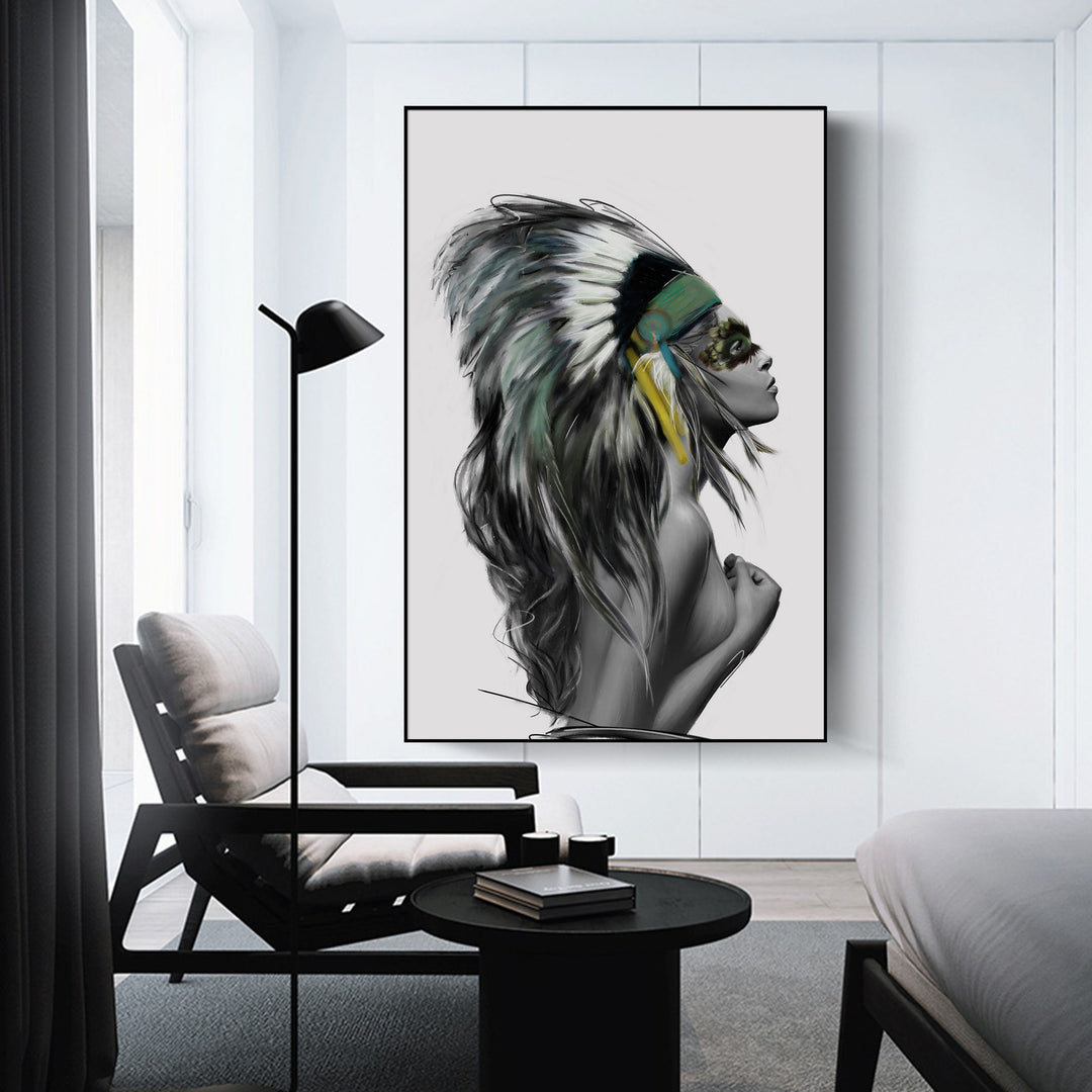 Native American Woman Portrait Canvas Wall Art – product view 5