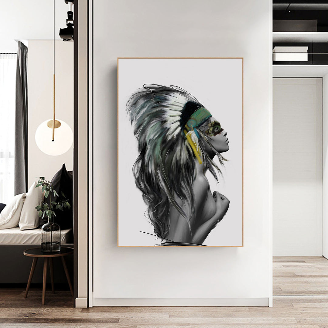 Native American Woman Portrait Canvas Wall Art – product view 6