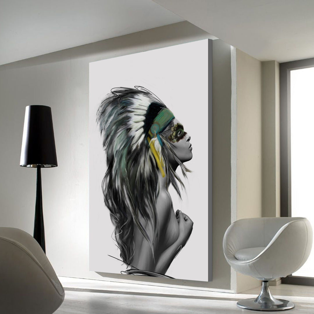 Native American Woman Portrait Canvas Wall Art – product view 7
