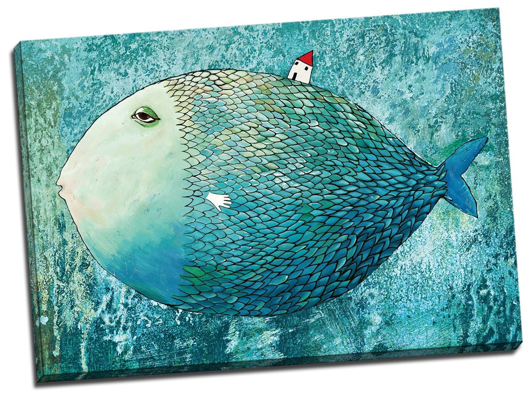 Whale and Tiny House Canvas Wall Art for Kids – product view 3
