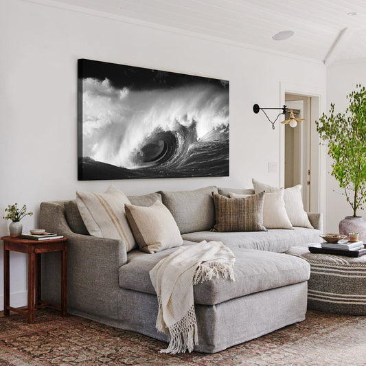 Black & White Crashing Wave Canvas Wall Art